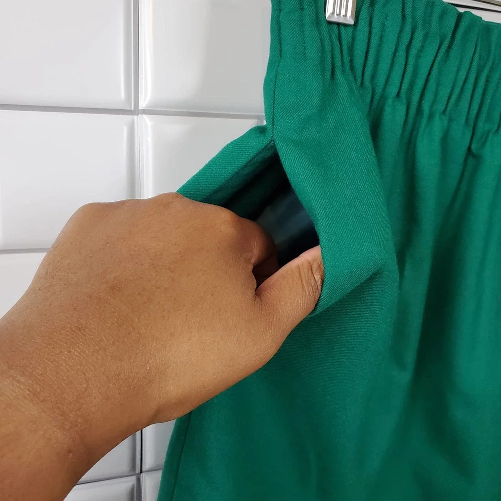 J. CREW | PAPERBAG WOOL BLEND PULL ON GREEN SKIRT POCKETS WOMEN'S SIZE 2